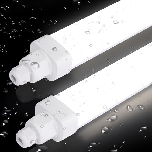 Allesin [2er Pack] Feuchtraumleuchte LED 120CM, 30W 3600LM Led Röhre, 120lm/w, Neutralweiß Reihenschaltung Kellerlampe IP65 Wasserfest Werkstattlampe Leuchtstoffröhre Leuchte für Feuchtraum Warenhaus von Allesin