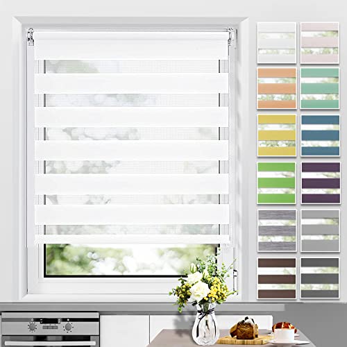 Allesin Doppelrollo Klemmfix ohne Bohren & mit Bohren, (105x200cm Weiß), Duo Rollos für Fenster und Tür, Klemmrollo Fensterrollo lichtdurchlässig und verdunkelnd, Sichtschutz und Sonnenschutz von Allesin