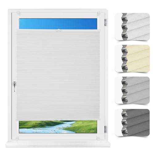 Allesin Plissee Verdunklung Klemmfix Wabenplissee ohne Bohren Weiß 85x110cm(BxH) Verdunklungsplissee für Fenster & Tür, 100% Blickdicht, Sicht- & Schallschutz, Wärmeisolierung Thermoplissee von Allesin