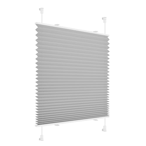 Allesin Plissee ohne Bohren Klemmfix, Grau 80x100 cm(BxH), Plisseerollo Sicht-und Sonnenschutz, Easyfix Faltrollo mit Klemmträger, Jalousie für Fenster & Tür von Allesin
