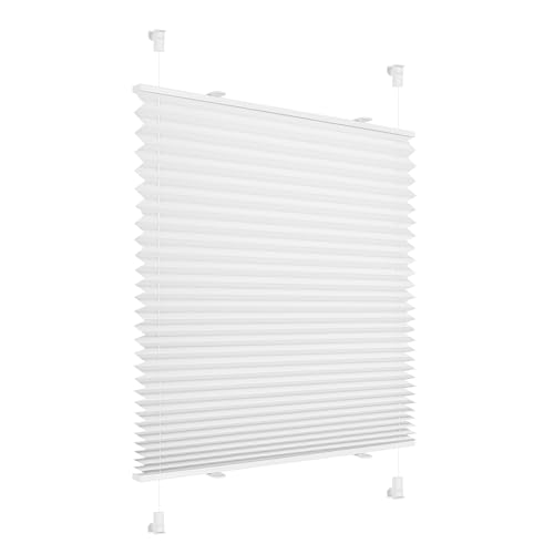 Allesin Plissee ohne Bohren Klemmfix, Weiß 90x110 cm(BxH), Plisseerollo Sicht-und Sonnenschutz, Easyfix Faltrollo mit Klemmträger, Jalousie für Fenster & Tür von Allesin