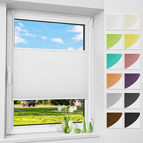 Allesin Plissee ohne Bohren Plissees Klemmfix Weiß 115x190cm(BxH), Plisseerollo Faltrollo mit Klemmträger, Jalousie Rollos für Fenster und Tür, Sichtschutz und Sonnenschutz von Allesin