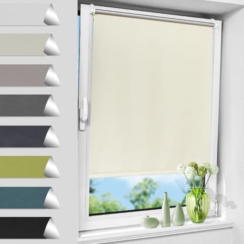 Allesin Verdunklungsrollo ohne Bohren, Creme B80 x H210 cm, Thermorollo Klemmfix, Fensterrollo Klemmrollo easyfix Verdunkelung Rollos Sichtschutz und Sonnenchutz, Seitenzugrollo für Fenster & Tür Allesin Verdunklungsrollo ohne Bohren, Creme B80 x H210 cm, Thermorollo Klemmfix, Fensterrollo Klemmrollo easyfix Verdunkelung Rollos Sichtschutz und Sonnenchutz, Seitenzugrollo für Fenster & Tür von Allesin