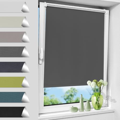 Allesin Verdunklungsrollo ohne Bohren, Dunkelgrau B70 x H100 cm, Thermorollo Klemmfix, Fensterrollo Klemmrollo easyfix Verdunkelung Rollos Sichtschutz und Sonnenchutz, Seitenzugrollo für Fenster & Tür Allesin Verdunklungsrollo ohne Bohren, Dunkelgrau B70 x H100 cm, Thermorollo Klemmfix, Fensterrollo Klemmrollo easyfix Verdunkelung Rollos Sichtschutz und Sonnenchutz, Seitenzugrollo für Fenster & Tür von Allesin