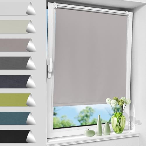 Allesin Verdunklungsrollo ohne Bohren, Grau B50 x H230 cm, Thermorollo Klemmfix, Fensterrollo Klemmrollo easyfix Verdunkelung Rollos Sichtschutz und Sonnenchutz, Seitenzugrollo für Fenster & Tür Allesin Verdunklungsrollo ohne Bohren, Grau B50 x H230 cm, Thermorollo Klemmfix, Fensterrollo Klemmrollo easyfix Verdunkelung Rollos Sichtschutz und Sonnenchutz, Seitenzugrollo für Fenster & Tür von Allesin