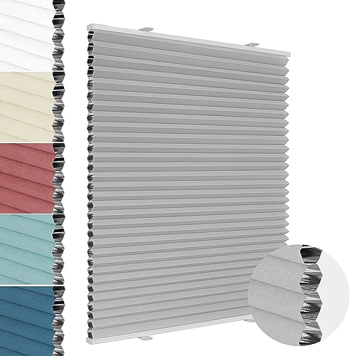 Allesin Wabenplissee ohne Bohren Verdunklung Thermo Doppelplissee Klemmfix Zweifarbig Hellgrau-weiß 85x100 cm (BxH) 100% Blickdicht, Sonnenschutz & Schallschutz Plisseerollo für Fenster & Tür Allesin Wabenplissee ohne Bohren Verdunklung Thermo Doppelplissee Klemmfix Zweifarbig Hellgrau-weiß 85x100 cm (BxH) 100% Blickdicht, Sonnenschutz & Schallschutz Plisseerollo für Fenster & Tür von Allesin