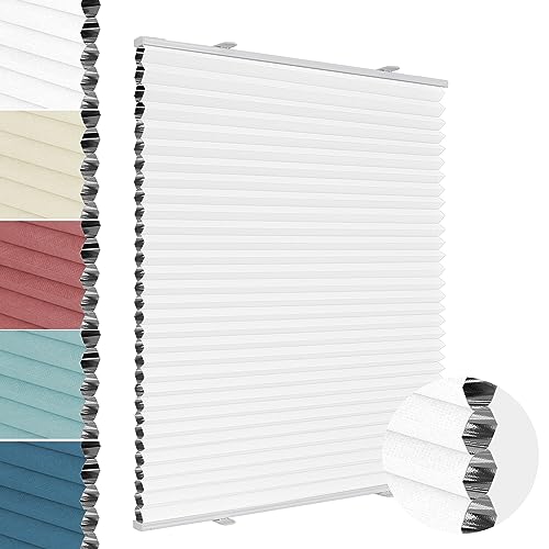 Allesin Wabenplissee ohne Bohren Verdunklung Thermo Doppelplissee Klemmfix Zweifarbig Weiß-weiß 65x100 cm (BxH) 100% Blickdicht, Sonnenschutz & Schallschutz Plisseerollo für Fenster & Tür von Allesin