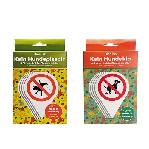 AllesKlaro® - 4 Stk. Set - hochwertige Steckschilder - Verbot Hier kein Hunde Pinkeln oder Hundeklo - 150 x 110 mm - stabile 4 mm Alu Verbundplatte (Bundle Hundeklo + Hundepissoir) von Allesklaro Digitaldruck