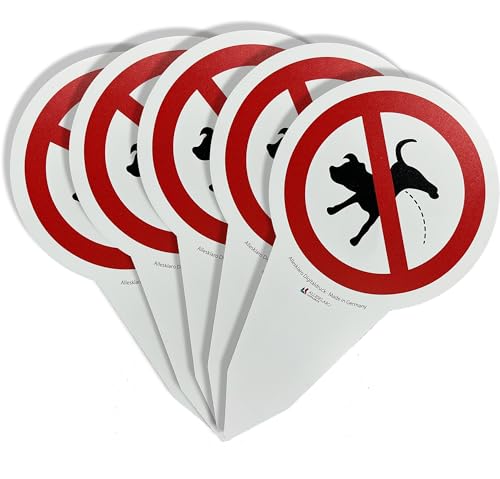 AllesKlaro® - 5er Set - hochwertiges XXL Steckschild - Verbot kein Hunde pinkeln - 280 x 160 mm - stabile 4 mm Alu Verbundplatte von Allesklaro Digitaldruck