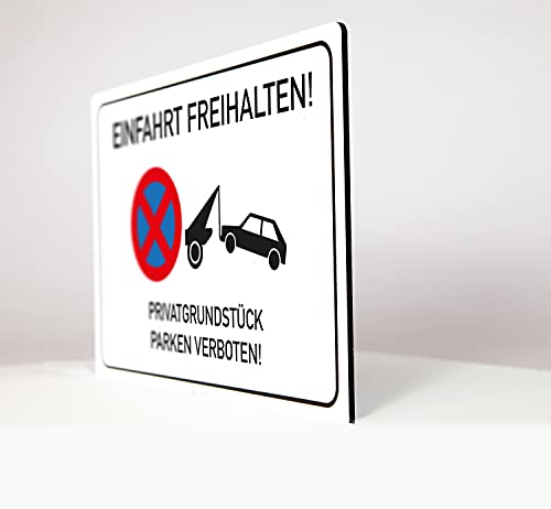 Einfahrt freihalten - Privatgrundstück - Schild - 4 mm Alu Verbundplatte (45 x 30 cm) von Allesklaro Digitaldruck