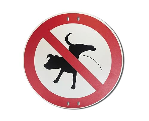 AllesKlaro® - Verbotsschild - Kein Hunde pinkeln - 24 cm rund - 4mm Alu Verbundplatte - inkl. 6 Kabelbinder - schnelle & einfache Montage (Rot, Kabelbinderaufnahme) von Allesklaro Digitaldruck