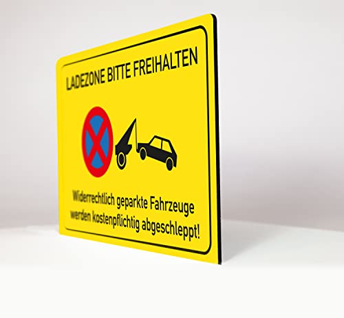 Ladezone bitte freihalten - Schild - gelb - 4 mm Alu Verbundplatte (30 x 20 cm) von Allesklaro Digitaldruck