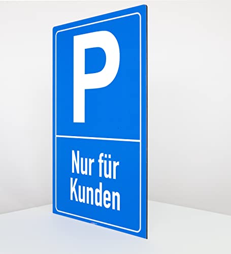 Nur für Kunden - Parkplatz Schild - Hochformat - blau - 4 mm Alu Verbundplatte (60 x 40 cm) von Allesklaro Digitaldruck