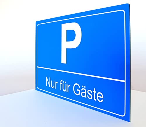 Parkplatz Schild blau - Nur für Gäste - Querformat - 4 mm Alu Verbundplatte (60 x 40 cm Bohrloch 4 x) von Allesklaro Digitaldruck