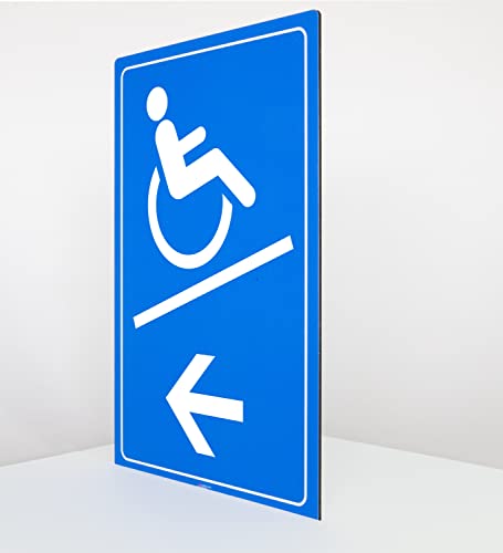 Rollstuhl Rampe links - Schild - Hochformat - blau - 4 mm Alu Verbundplatte (30 x 20 cm) von Allesklaro Digitaldruck