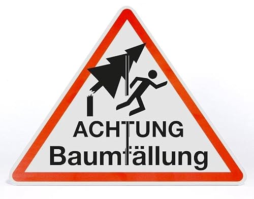 Schild Aufsteller - Achtung Baumfällung Gefahr Warnzeichen - Dreieck 50 x 40 cm - 4 mm Alu Verbundplatte - freistehend aufstellbar von Allesklaro Digitaldruck