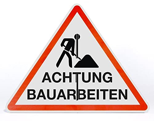 Schild Aufsteller - Achtung Bauarbeiten - Dreieck 50 x 40 cm - 4 mm Alu Verbundplatte - freistehend aufstellbar von Allesklaro Digitaldruck