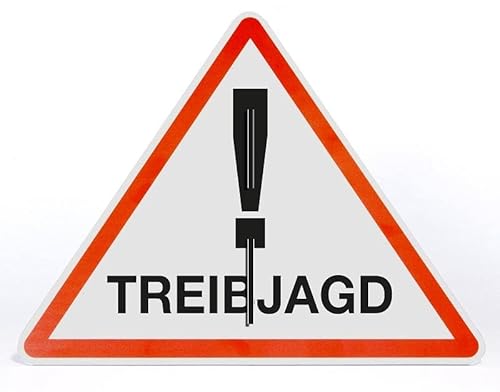 AllesKlaro® - Warnschild Aufsteller - Achtung Treibjagd - Dreieck - freistehend aufstellbar - 4mm Alu Verbundplatte (50x40cm) von Allesklaro Digitaldruck