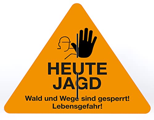 Schild Aufsteller - Gelb - Heute Jagd - Dreieck 50 cm x 40 cm - Direktdruck auf 4 mm Alu Verbundplatte - aufstellbar von Allesklaro Digitaldruck