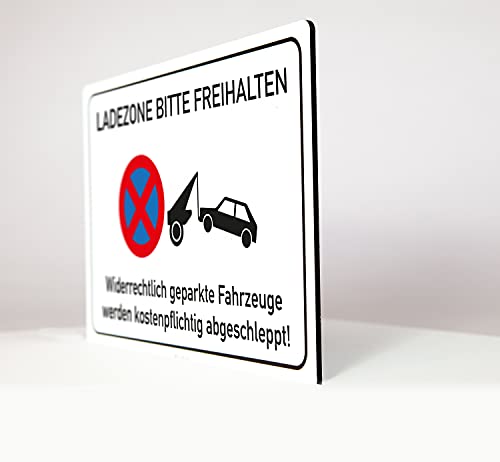 AllesKlaro® - Hinweisschild Parkverbot - Ladezone freihalten - stabile 4 mm Alu Verbundplatte (45 x 30 cm) von Allesklaro Digitaldruck