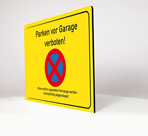 Schild - Parken vor Garage verboten - Gelb - 4 mm Alu Verbundplatte (30 x 20 cm) von Allesklaro Digitaldruck