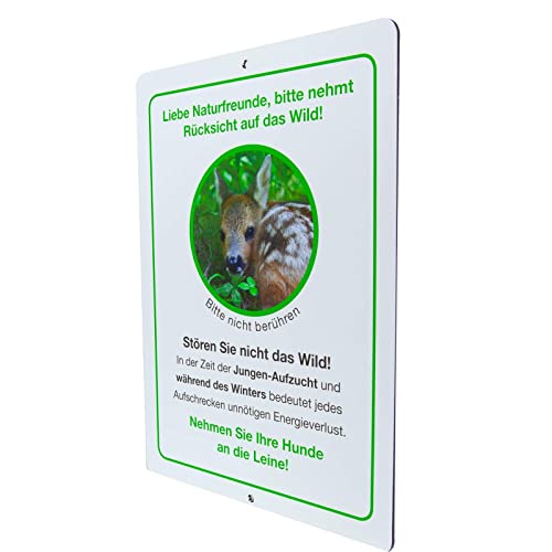 Schild - Wildschutz Info Tafel - Hunde an die Leine - 37 x 27 cm - Alu Verbund 4 mm von Allesklaro Digitaldruck