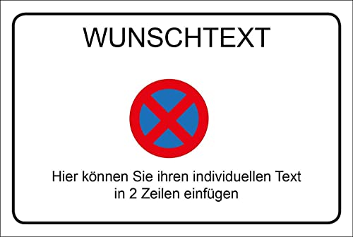 AllesKlaro® - Wunschtext Schild - Halteverbot - Querformat - stabile 4 mm Alu Verbundplatte (30 x 20 cm) - 4x Bohrlöcher von Allesklaro Digitaldruck