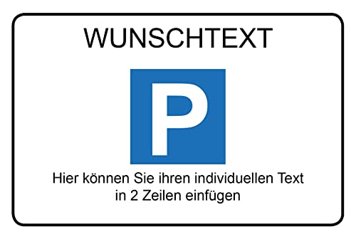 Wunschtext Parkplatz - Schild - Ihr Wunsch Text - 4 mm Alu Verbundplatte - 45 x 30 cm Bohrloch 4 x von Allesklaro Digitaldruck
