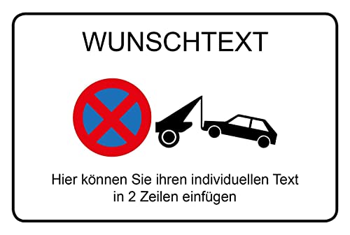 Wunschtext Schild - Parken verboten - Querformat - 4 mm Alu Verbundplatte (45 x 30 cm) von Allesklaro Digitaldruck