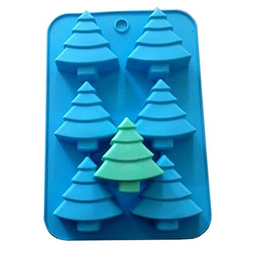 Allforhome™ 6 Weihnachtsbaum Silikon-Kuchenbackform Kuchenform handgemachte Seife Schimmel Keks Schokolade Eiswürfelschale DIY Form von Allforhome