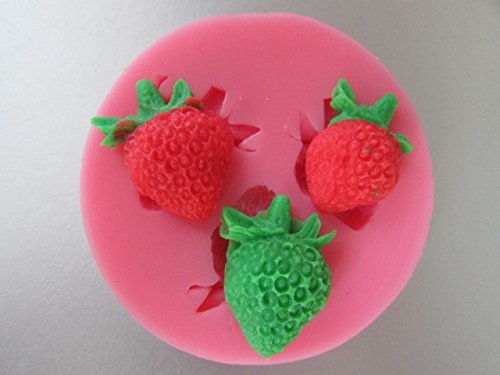 Allforhome 3 Hohlraum kleine Erdbeere Silikon Zucker Harzfertigkeit DIY Formen DIY Gum Paste Blumen Fondant Mold von Allforhome
