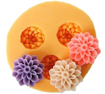 Allforhome 3er-Silikon-Form zum Backen und Basteln, Mini-Blume, für Zuckerguss- / Kuchen-Deko, Gießharz, Fondant, 1,5cm von Allforhome