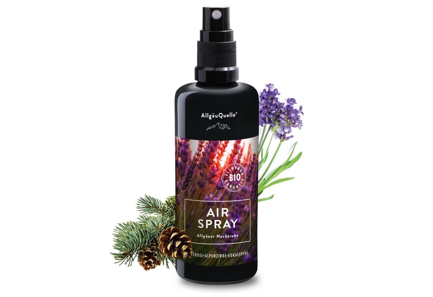 Allgäuquelle Raumduft Bio AirSpray Allgäuer Nachtruhe Raumduft (1 x 100ml), mit Lavendel, Alpenzirbe und Eukalyptus von Allgäuquelle