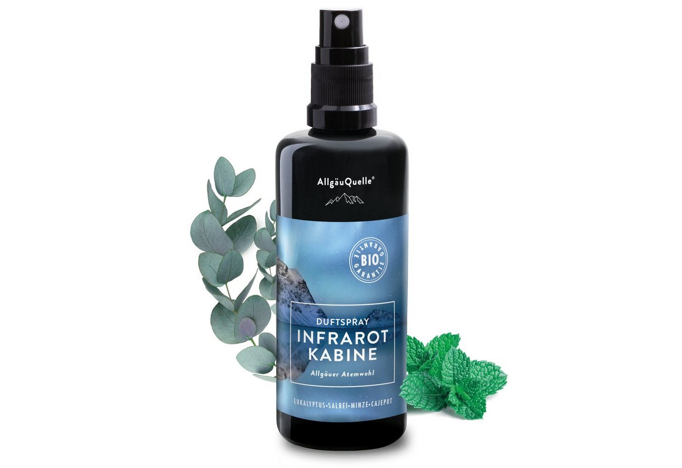 Allgäuquelle Raumduft Bio Infrarotkabinen-Spray Allgäuer Atemwohl Raumduft (1 x 100ml), mit Eukalyptus, Salbei, Minze und Cajeput von Allgäuquelle