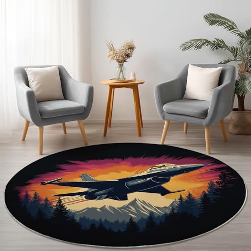 Allgemein Anti-Rutsch Runder Teppich 120 cm, Retro Flugzeug Berge Thema Waschbarer Runder Teppich für Wohnzimmer Kinderzimmer Büro, Schwarz Flanell Rund Teppiche Weich Nicht Leicht zu Verblassen Allgemein Anti-Rutsch Runder Teppich 120 cm, Retro Flugzeug Berge Thema Waschbarer Runder Teppich für Wohnzimmer Kinderzimmer Büro, Schwarz Flanell Rund Teppiche Weich Nicht Leicht zu Verblassen von Allgemein