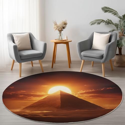 Allgemein Anti-Rutsch Runder Teppich 210 cm, Fotografie Pyramide Sonne Thema Waschbarer Runder Teppich für Wohnzimmer Kinderzimmer Büro, Braune Flanell Rund Teppiche Weich Nicht Leicht zu Verblassen Allgemein Anti-Rutsch Runder Teppich 210 cm, Fotografie Pyramide Sonne Thema Waschbarer Runder Teppich für Wohnzimmer Kinderzimmer Büro, Braune Flanell Rund Teppiche Weich Nicht Leicht zu Verblassen von Allgemein