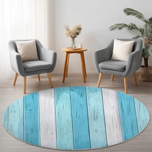 Allgemein Anti-Rutsch Runder Teppich 60 cm, Einfach Cartoon Holzbretter Thema Waschbarer Runder Teppich für Wohnzimmer Kinderzimmer Büro, Blau Flanell Rund Teppiche Weich Nicht Leicht zu Verblassen Allgemein Anti-Rutsch Runder Teppich 60 cm, Einfach Cartoon Holzbretter Thema Waschbarer Runder Teppich für Wohnzimmer Kinderzimmer Büro, Blau Flanell Rund Teppiche Weich Nicht Leicht zu Verblassen von Allgemein