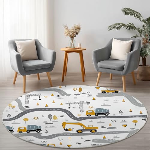 Allgemein Gelb Weiß Runder Teppich rutschfest Maschinenwaschbar Nicht Leicht zu Verblassen, Cartoon Straßen Autos Flanell Kurzflor Weich Runder Teppich, Ø 245 cm Rund Teppiche für Studie Allgemein Gelb Weiß Runder Teppich rutschfest Maschinenwaschbar Nicht Leicht zu Verblassen, Cartoon Straßen Autos Flanell Kurzflor Weich Runder Teppich, Ø 245 cm Rund Teppiche für Studie von Allgemein