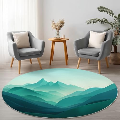 Allgemein Grün Runder Teppich rutschfest Maschinenwaschbar Nicht Leicht zu Verblassen, Einfach Illustration Berge Flanell Kurzflor Weich Runder Teppich, Ø 120 cm Rund Teppiche für Studie Allgemein Grün Runder Teppich rutschfest Maschinenwaschbar Nicht Leicht zu Verblassen, Einfach Illustration Berge Flanell Kurzflor Weich Runder Teppich, Ø 120 cm Rund Teppiche für Studie von Allgemein