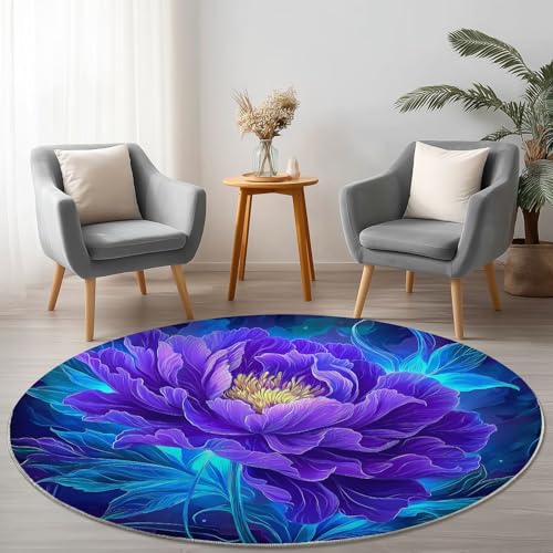Allgemein Lila Runder Teppich rutschfest Maschinenwaschbar Nicht Leicht zu Verblassen, Fantasie Blumen Pfingstrose Flanell Kurzflor Weich Runder Teppich, Ø 210 cm Rund Teppiche für Studie Allgemein Lila Runder Teppich rutschfest Maschinenwaschbar Nicht Leicht zu Verblassen, Fantasie Blumen Pfingstrose Flanell Kurzflor Weich Runder Teppich, Ø 210 cm Rund Teppiche für Studie von Allgemein