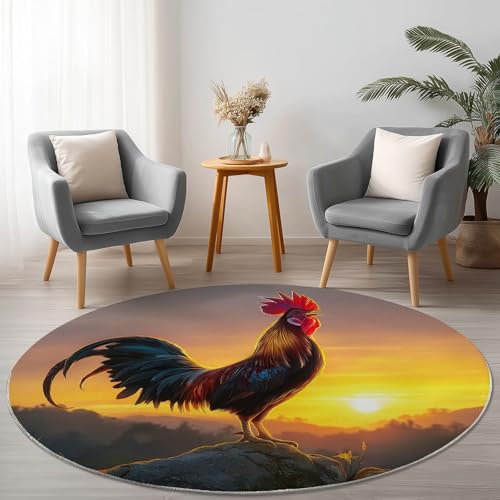 Allgemein Orange Braune Runder Teppich rutschfest Maschinenwaschbar Nicht Leicht zu Verblassen, Tier Huhn Sonne Flanell Kurzflor Weich Runder Teppich, Ø 150 cm Rund Teppiche für Studie Allgemein Orange Braune Runder Teppich rutschfest Maschinenwaschbar Nicht Leicht zu Verblassen, Tier Huhn Sonne Flanell Kurzflor Weich Runder Teppich, Ø 150 cm Rund Teppiche für Studie von Allgemein