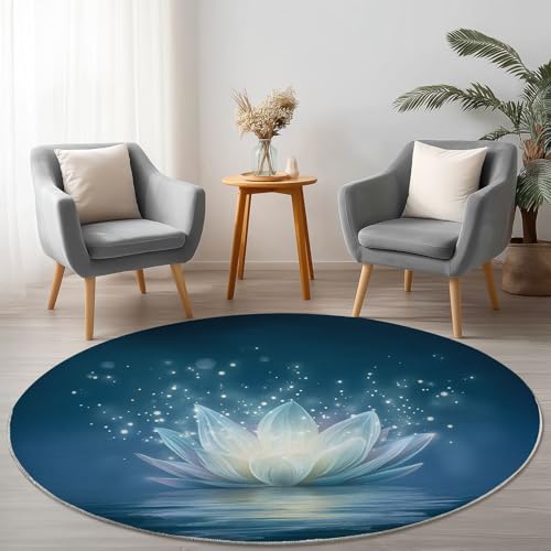 Allgemein Runder Dunkelblau Teppich Maschinenwaschbar Strapazierfähig, 180 cm Rund Teppiche für Wohnzimmer Wohnbereich Essbereich, Fantasie Lotus Spiegelung Flanell Runder Teppich Weiche rutschfest Allgemein Runder Dunkelblau Teppich Maschinenwaschbar Strapazierfähig, 180 cm Rund Teppiche für Wohnzimmer Wohnbereich Essbereich, Fantasie Lotus Spiegelung Flanell Runder Teppich Weiche rutschfest von Allgemein