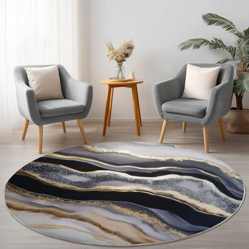 Allgemein Runder Grau Teppich Maschinenwaschbar Strapazierfähig, 120 cm Rund Teppiche für Wohnzimmer Wohnbereich Essbereich, Illustration Eleganz Marmorlinien Flanell Runder Teppich Weiche rutschfest Allgemein Runder Grau Teppich Maschinenwaschbar Strapazierfähig, 120 cm Rund Teppiche für Wohnzimmer Wohnbereich Essbereich, Illustration Eleganz Marmorlinien Flanell Runder Teppich Weiche rutschfest von Allgemein
