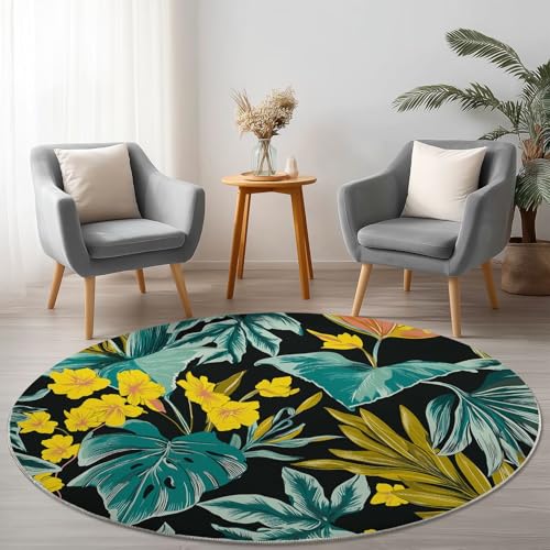 Allgemein Runder Grün Teppich Maschinenwaschbar Strapazierfähig, 60 cm Rund Teppiche für Wohnzimmer Wohnbereich Essbereich, Aquarell Blumen Palmblätter Flanell Runder Teppich Weiche rutschfest Allgemein Runder Grün Teppich Maschinenwaschbar Strapazierfähig, 60 cm Rund Teppiche für Wohnzimmer Wohnbereich Essbereich, Aquarell Blumen Palmblätter Flanell Runder Teppich Weiche rutschfest von Allgemein
