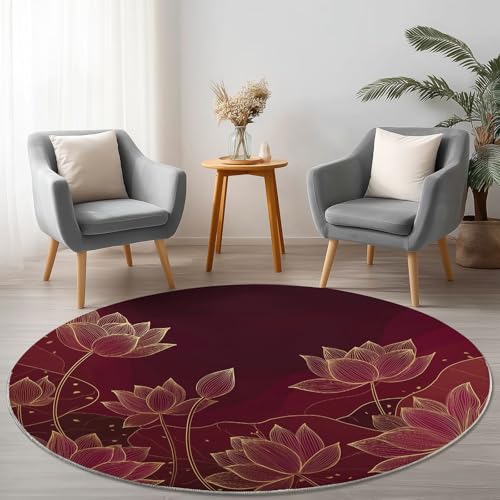 Allgemein Runder Rot Teppich Maschinenwaschbar Strapazierfähig, 90 cm Rund Teppiche für Wohnzimmer Wohnbereich Essbereich, Fantasie Linien Blumen Flanell Runder Teppich Weiche rutschfest Allgemein Runder Rot Teppich Maschinenwaschbar Strapazierfähig, 90 cm Rund Teppiche für Wohnzimmer Wohnbereich Essbereich, Fantasie Linien Blumen Flanell Runder Teppich Weiche rutschfest von Allgemein