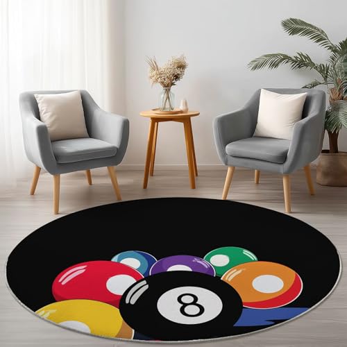 Allgemein Runder Schwarz Teppich Maschinenwaschbar Strapazierfähig, 210 cm Rund Teppiche für Wohnzimmer Wohnbereich Essbereich, Cartoon Illustration Billard Flanell Runder Teppich Weiche rutschfest Allgemein Runder Schwarz Teppich Maschinenwaschbar Strapazierfähig, 210 cm Rund Teppiche für Wohnzimmer Wohnbereich Essbereich, Cartoon Illustration Billard Flanell Runder Teppich Weiche rutschfest von Allgemein