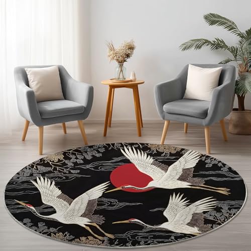 Allgemein Runder Schwarz Weiß Teppich Maschinenwaschbar Strapazierfähig, 60 cm Rund Teppiche für Wohnzimmer Wohnbereich Essbereich, Japanisch Kran Blumen Flanell Runder Teppich Weiche rutschfest Allgemein Runder Schwarz Weiß Teppich Maschinenwaschbar Strapazierfähig, 60 cm Rund Teppiche für Wohnzimmer Wohnbereich Essbereich, Japanisch Kran Blumen Flanell Runder Teppich Weiche rutschfest von Allgemein