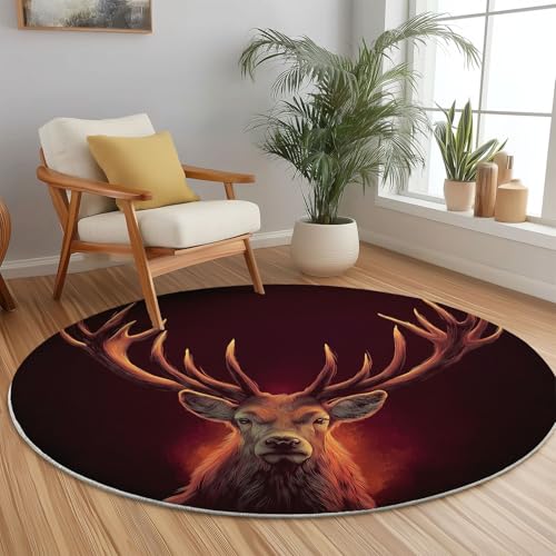 Generisch Runder Teppich mit Fantasie Nahaufnahme Hirsch Drucken, Tiefrot Flanell Flauschig Weich Fußmatte für Schlafzimmer Kinderzimmer Küche, Ø 90 cm Rund Teppiche Mit Anti-Rutsch Unterseite Generisch Runder Teppich mit Fantasie Nahaufnahme Hirsch Drucken, Tiefrot Flanell Flauschig Weich Fußmatte für Schlafzimmer Kinderzimmer Küche, Ø 90 cm Rund Teppiche Mit Anti-Rutsch Unterseite von Generisch