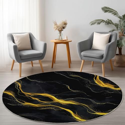 Allgemein Schwarz Runder Teppich rutschfest Maschinenwaschbar Nicht Leicht zu Verblassen, Schlicht Elegant Marmorlinien Flanell Kurzflor Weich Runder Teppich, Ø 90 cm Rund Teppiche für Studie Allgemein Schwarz Runder Teppich rutschfest Maschinenwaschbar Nicht Leicht zu Verblassen, Schlicht Elegant Marmorlinien Flanell Kurzflor Weich Runder Teppich, Ø 90 cm Rund Teppiche für Studie von Allgemein