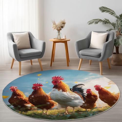 Allgemein Weich Flanell Braune Blau Runder Teppich rutschfest Waschbar, Tier Wiese Huhn Runder Teppich für Kinder Flur Wohnzimmer Büro Schlafzimmer, Ø 245 cm Rund Teppiche Einweihungsgeschenk Allgemein Weich Flanell Braune Blau Runder Teppich rutschfest Waschbar, Tier Wiese Huhn Runder Teppich für Kinder Flur Wohnzimmer Büro Schlafzimmer, Ø 245 cm Rund Teppiche Einweihungsgeschenk von Allgemein
